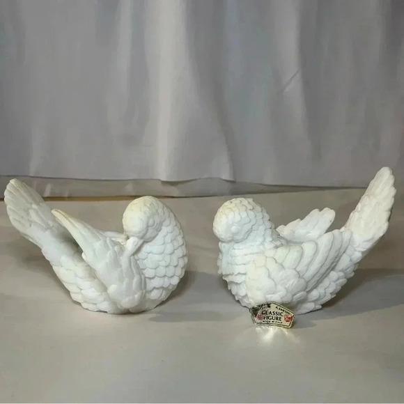 Set of 2 Vintage A Santini White Alabaster Marble Doves  Figurine Made in Italy - Picture 2 of 10